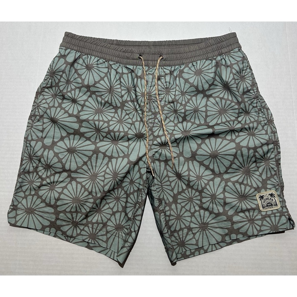 Howler Bros Shorts Mens 34 Green Floral Swim Trunks Elastic Drawstring Pockets